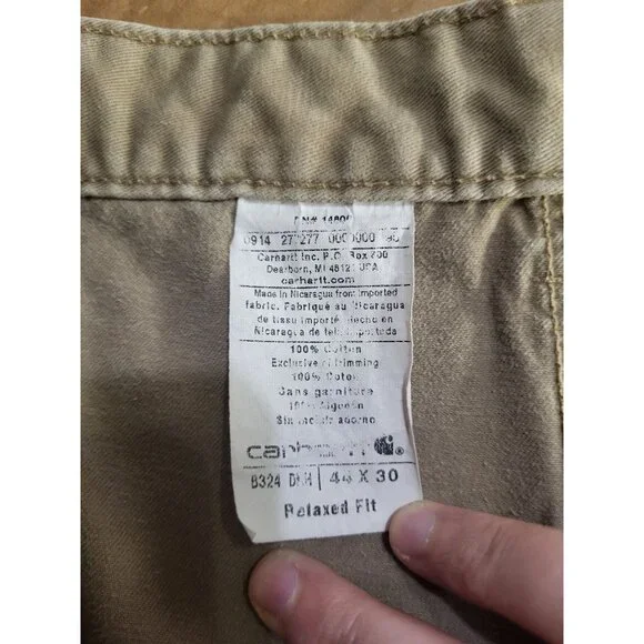 Carhartt Men's Relaxed Straight Twill Dungaree Khaki Work Pants Utility SZ 44 - Picture 6 of 8